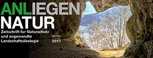 Blick aus einer Höhle in die Landschaft.