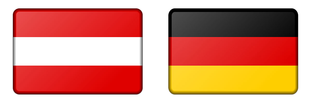 Flagge von Österrreich und Deutschland.