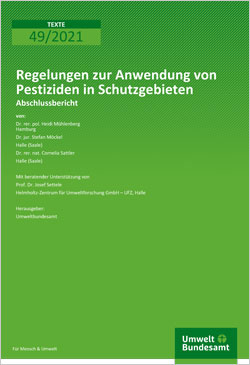 Titelblatt zum Abschlussbericht Regelungen zur Anwendung von Pestiziden in Schutzgebieten.