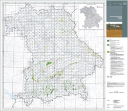 Übersicht der Bayernkarte mit grün eingezeichneten Mooren.
