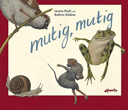 Gemaltes Titelbild vom Buch, auf dem verschiedene Tiere in Aktion zu sehen sind.