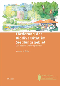 : Titelbild des Buches mit bunter Zeichnung einer begrünten Stadt mit spielenden Kindern am Bach und vielen Leuten, die unter einem Baum zusammensitzen.