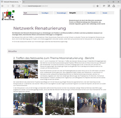 Bildschirmdruck der Website des Netzwerks Renaturierung.