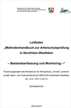 Titelbild des Leitfadens „Methodenhandbuch zur Artenschutzprüfung in Nordrhein-Westfalen“.