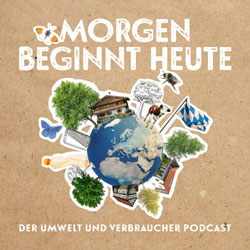 Logo des Podcasts: eine Weltkugel mit Bäumen, Tieren und Häusern.