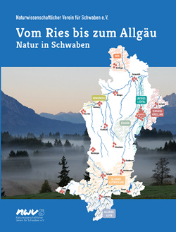 Das Titelbild zeigt den Umriss Schwabens mit den im Buch behandelten Regionen. Im Hintergrund eine Berglandschaft im Nebel.