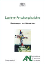 Titelblatt Laufener Forschungsbericht Band 6 (Karikatur verschiedener Outdoorsportgeräte inmitten von Natur)
