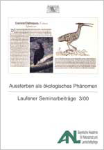 Titelblatt Laufener Seminarbeiträge 3/2000 (Foto und Zeichnung eines Waldrapp, einem großen, schwarzen Vogel mit großem, gebogenem roten Schnabel.)