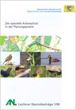 Titelblatt Laufener Spezialbeiträge 1/2009  (Foto einer Karte mit eingezeichneten Artenvorkommen, darunter Fotos verschiedener Fauna und Flora.)
