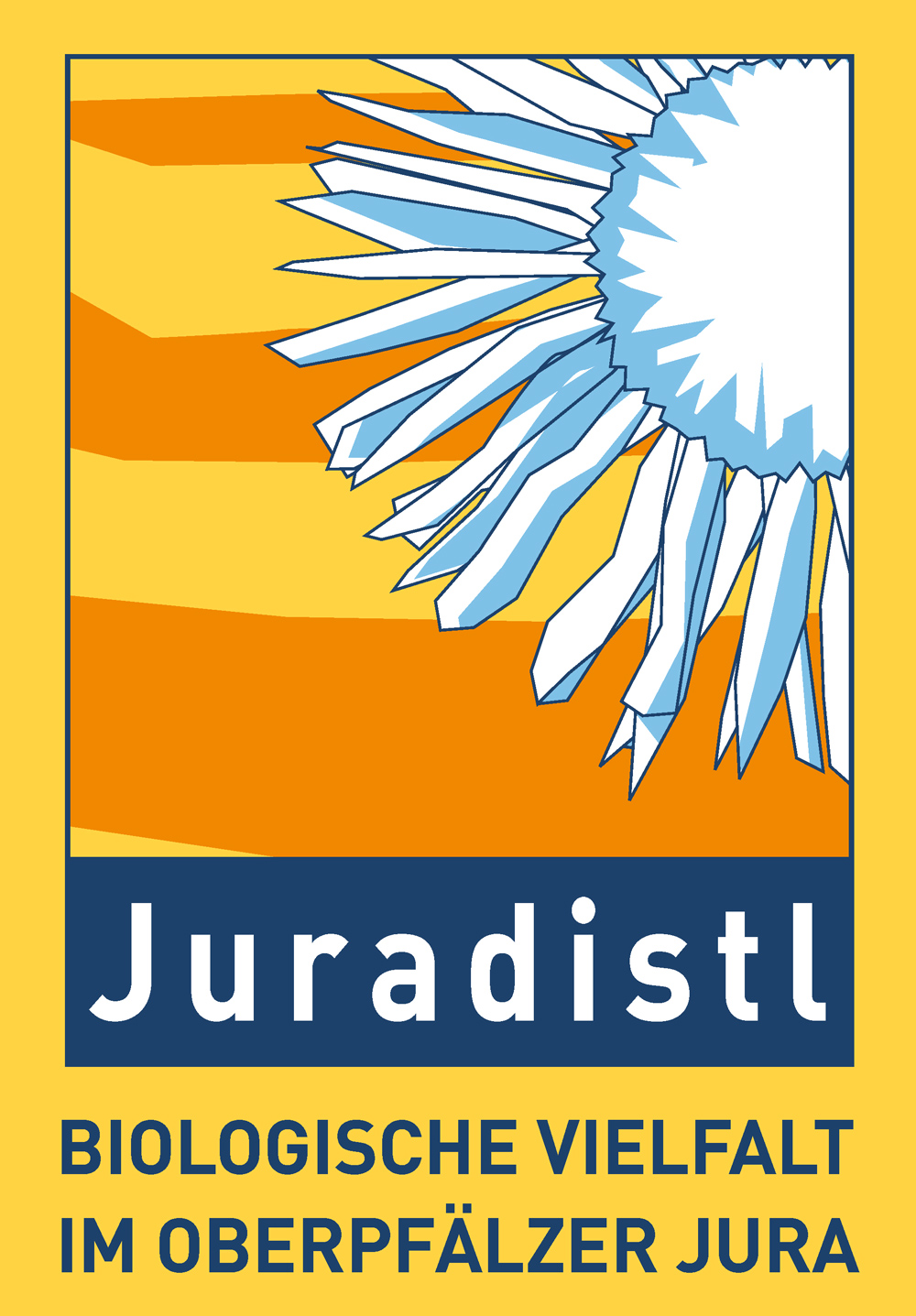 Logo zur Kennzeichnung regionaler Produkte mit der Aufschrift: Juradistl – Biologische Vielfalt im Oberpfälzer Jura.