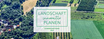 Titelbild des Schwerpunktjahres 2024 mit Logo Schriftzug und Landschaftsbild aus der Luft.