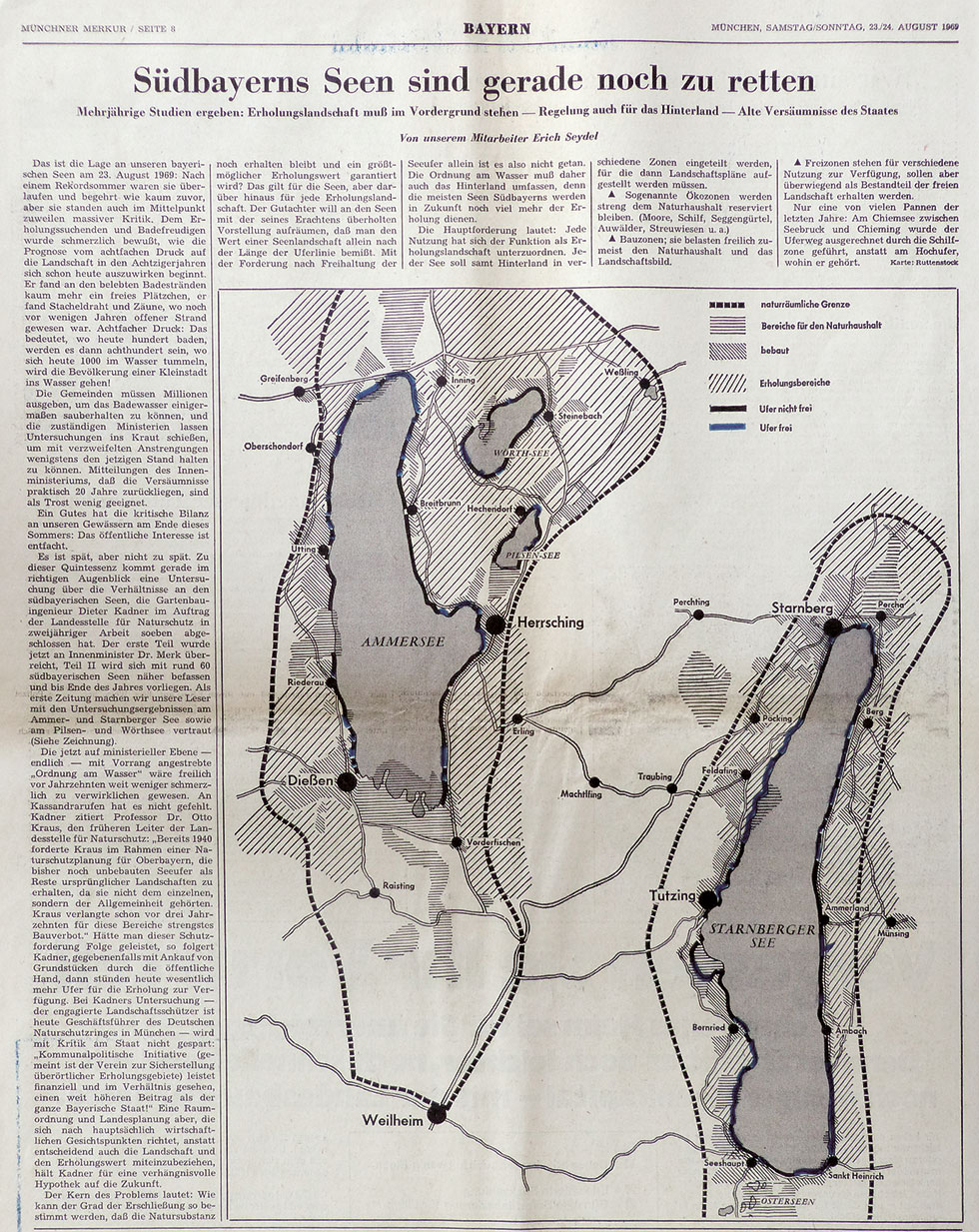 Zeitungsausschnitt aus dem Münchner Merkurs aus den Sechziger Jahren.