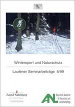 Titelblatt Laufener Seminarbeiträge 6/1999 (Ein Schitourengeher geht durch verschneites Waldgebiet.)